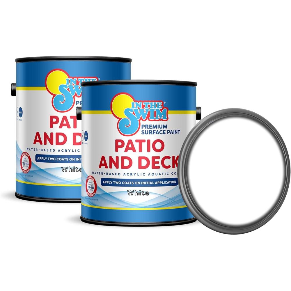 imageIn The Swim Patio and Deck Paint  White Water Based Acrylic Coating  For Sprayed Patterned or Bare Concrete Surfaces 1 GallonWhite