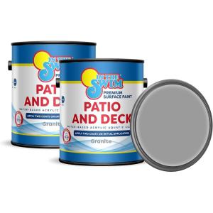 In The Swim Patio and Deck Paint – White -Water Based Acrylic Coating – For Sprayed, Patterned, or Bare Concrete Surfaces -1 Gallon(Granite)