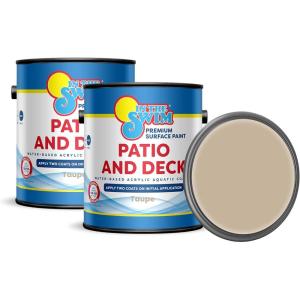 In The Swim Patio and Deck Paint – White -Water Based Acrylic Coating – For Sprayed, Patterned, or Bare Concrete Surfaces -1 Gallon(Taupe)