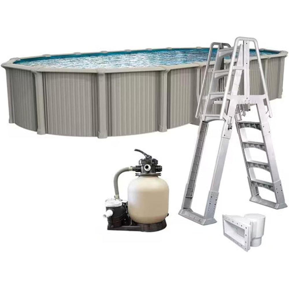 imageIn The Swim 21 x 43 Oval Above Ground Swimming Pool  Marina Package  Featuring Sand Filter Pump System and AFrame LadderExcursion