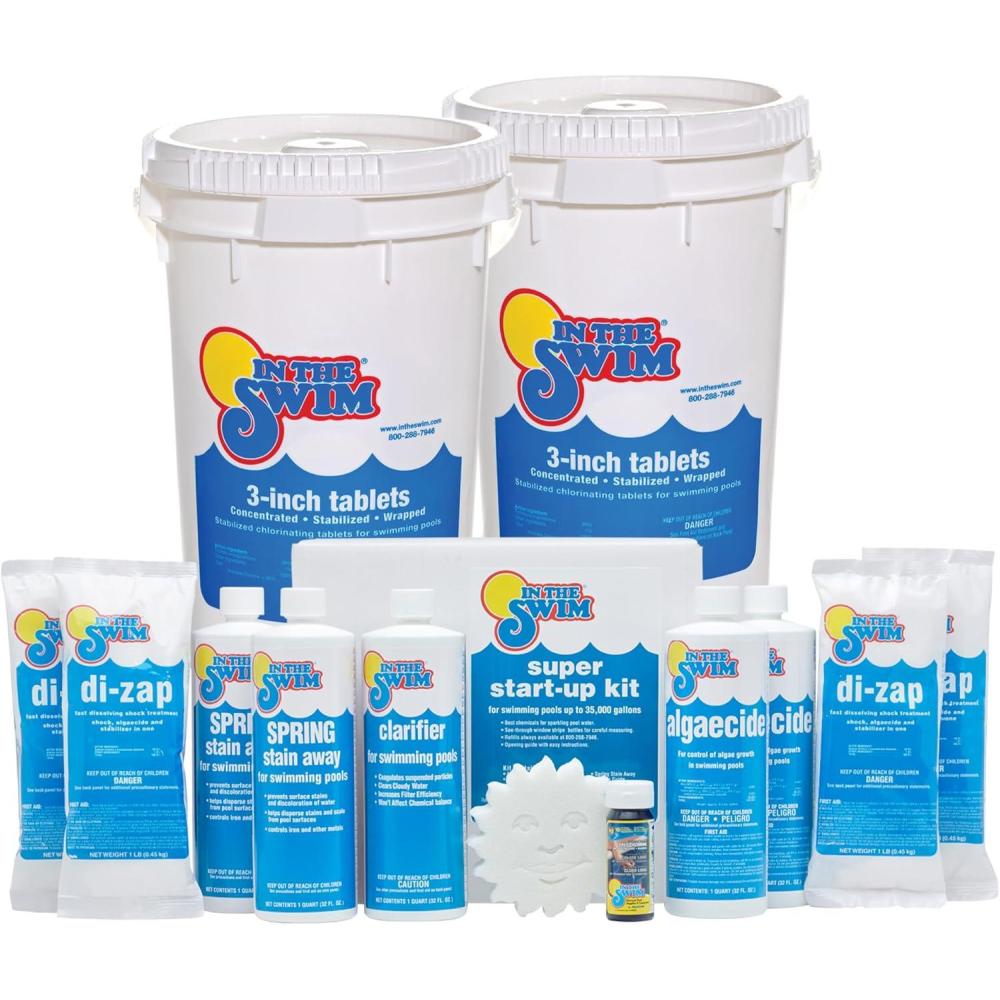 imageIn The Swim 3 Inch Stabilized Chlorine Tablets for Sanitizing Swimming Pools  Individually Wrapped Slow Dissolving  90 Available Chlorine  TriChlor  50 Pounds100 Pound