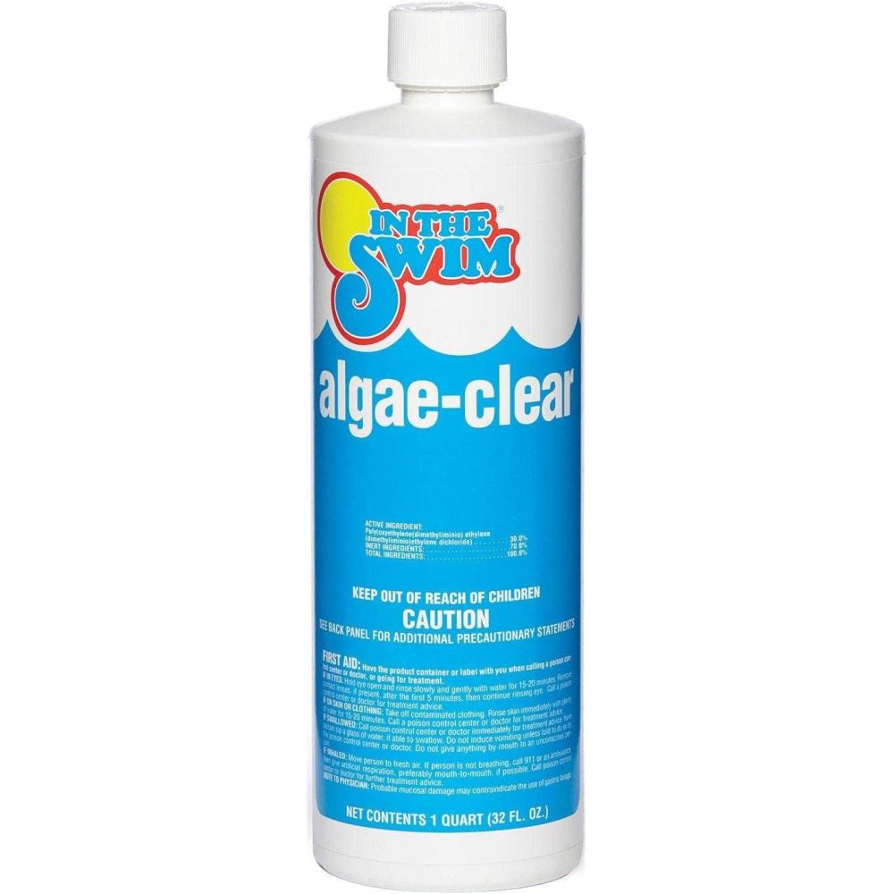 imageIn The Swim AlgaeClear for Above Ground or Inground Swimming Pools  Powerful NonFoaming Algaecide and Water Clarifier  Removes Green YellowMustard and Black Algae  1 Quart1 Qt