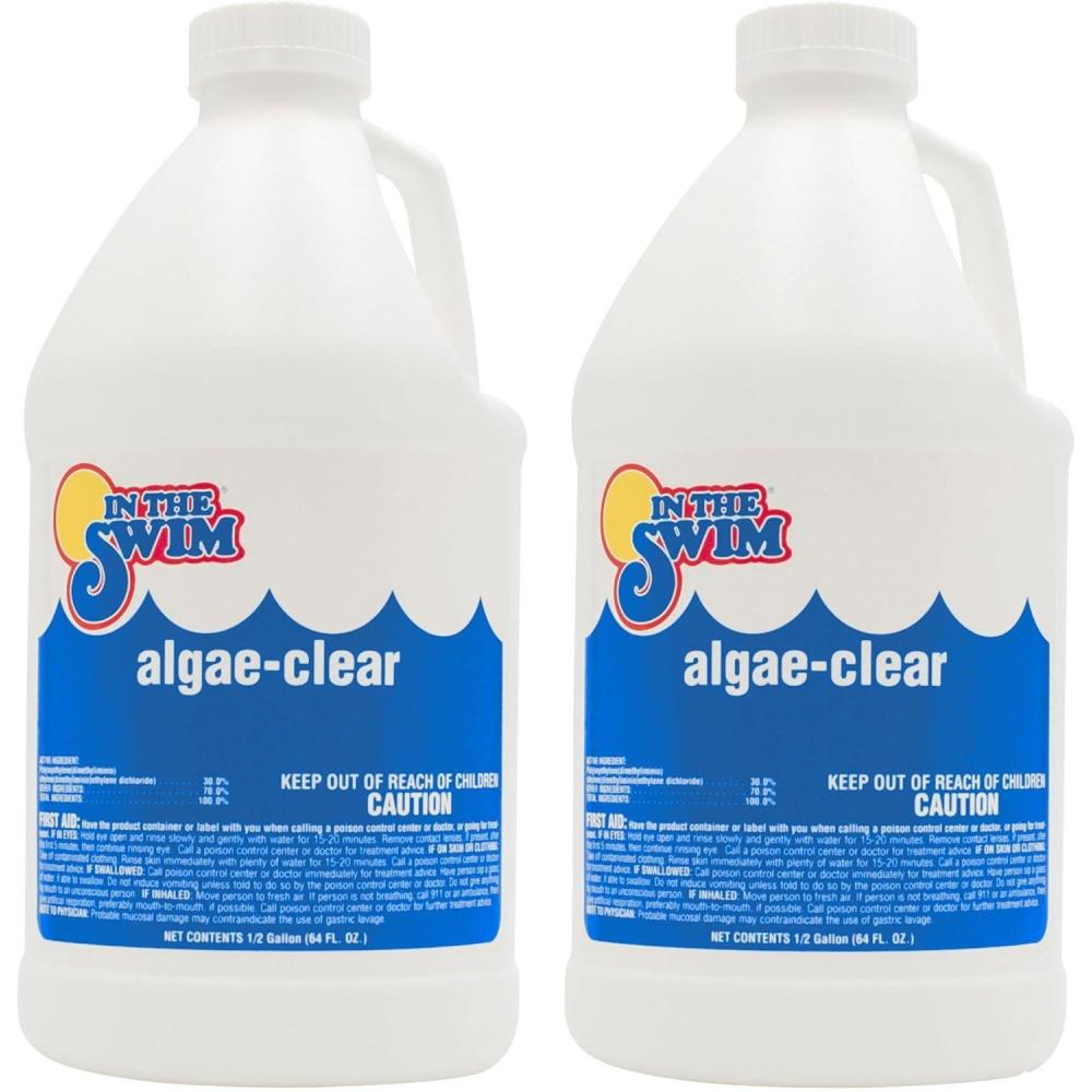 imageIn The Swim AlgaeClear for Above Ground or Inground Swimming Pools  Powerful NonFoaming Algaecide and Water Clarifier  Removes Green YellowMustard and Black Algae  1 Quart2 x 12 Gallon