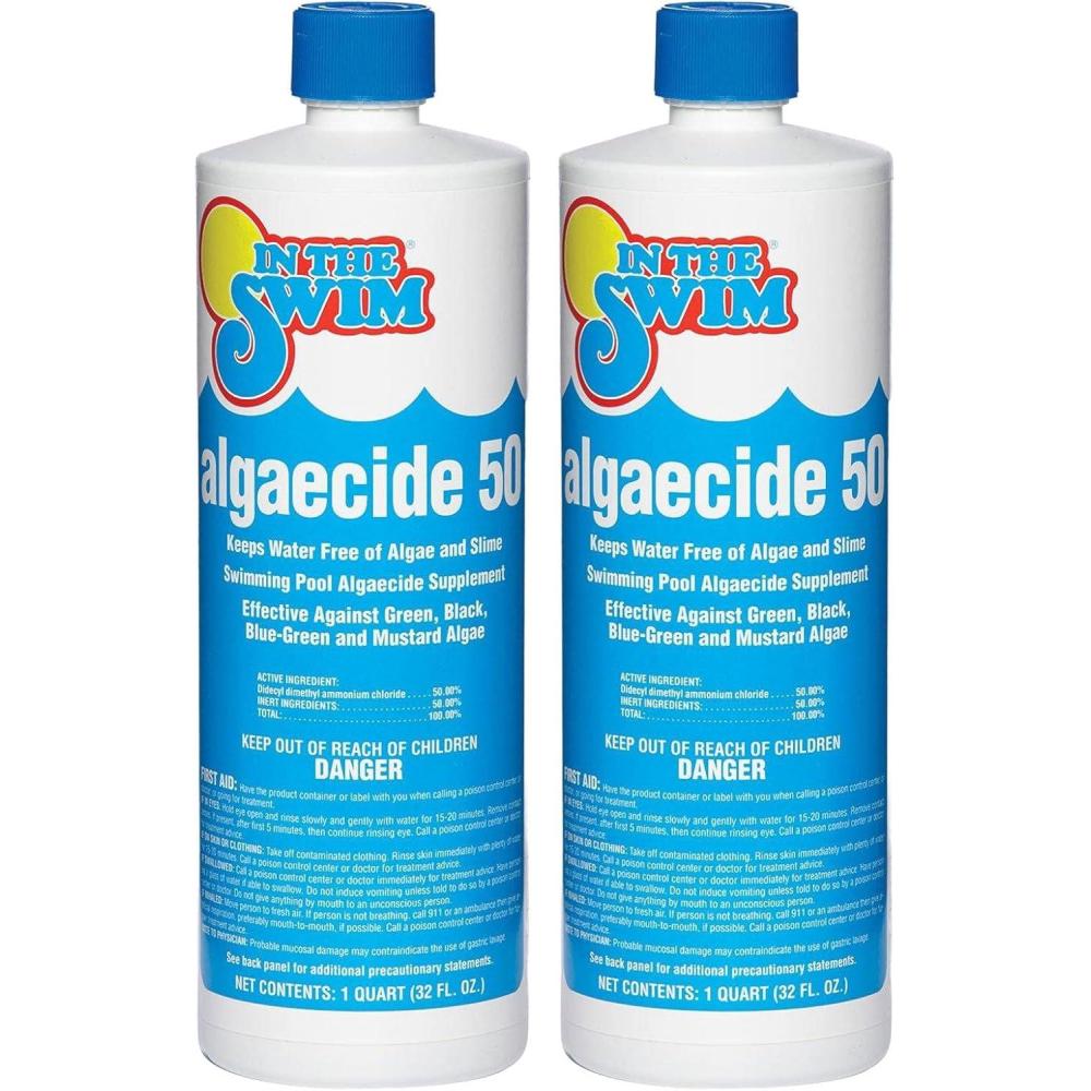 imageIn The Swim Algaecide 50 for Swimming Pools  Green Black and Yellow Algae Treatment for Above Ground or Inground Swimming Pools  1 Quart2Pack 1 Quart