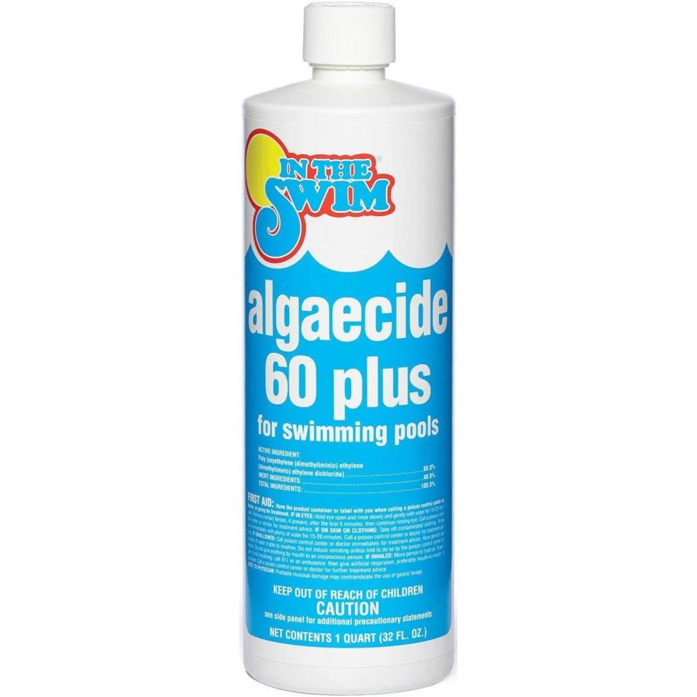 imageIn The Swim Algaecide 60 Plus for Swimming Pools  NonMetallic Low Odor NonFoaming Algae Bloom Preventative  Chlorine Sanitizer Compatible  1 Quart1 Quart