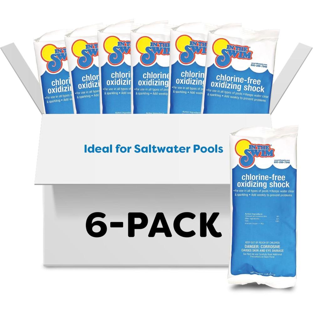 imageIn The Swim ChlorineFree Pool Shock  Quick Dissolving FastActing ShockOxidizer for Swimming Pools Spas and Salt Chlorinated Pools Compatible  6 x 1 Pound BagsCF Shock