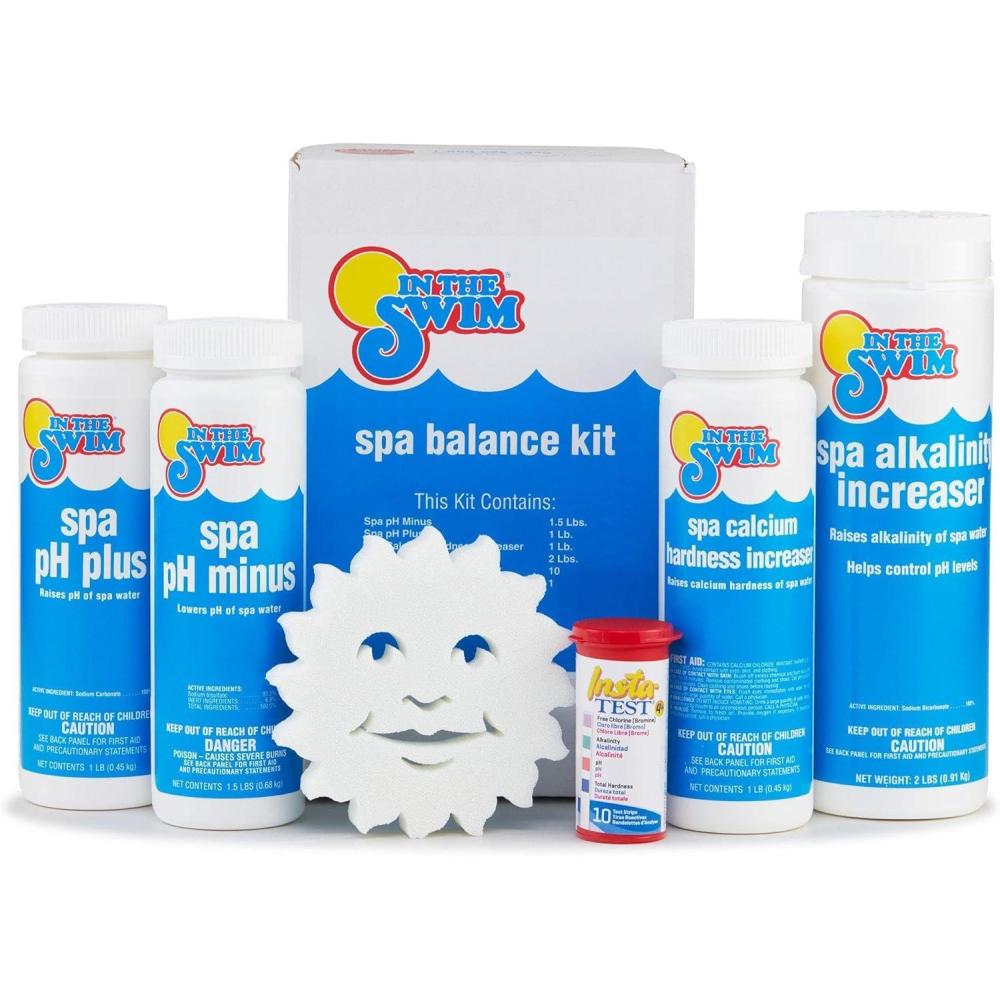imageIn The Swim Spa Starter Kit  Hot Tub Water Balance Kit Includes pH Plus ampamp Minus Calcium Hardness Increaser Alkalinity Increaser Water Test Strips and Spa Sorb