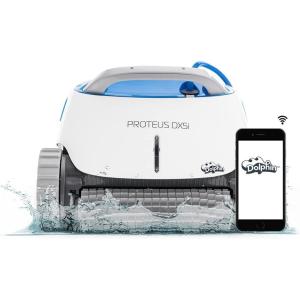 Dolphin Proteus DX5i Wi-Fi Automatic Robotic Pool Vacuum Cleaner, Wall Climbing, Waterline Scrubber Brush, Ideal for In-Ground Pool up to 50 FT in Length(Proteus DX5i)