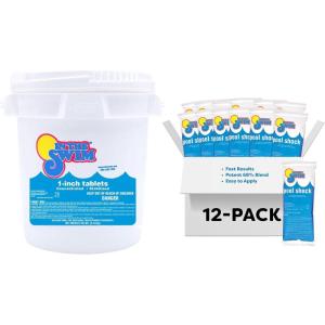 In The Swim 1 Inch Stabilized Chlorine Tablets for Sanitizing Swimming Pools – Fast Dissolving – 90% Available Chlorine – Tri-Chlor – 10 Pounds(Chlorine + Shock)