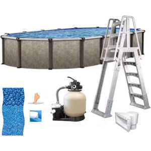 In The Swim 12′ x 18′ Oval Above Ground Swimming Pool – Epic Package – Featuring: Sand Filter, Pump System and A-Frame Ladder