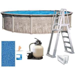 In The Swim 15′ Round Above Ground Swimming Pool – Marina Package – Featuring: Sand Filter, Pump System and A-Frame Ladder(Marina)