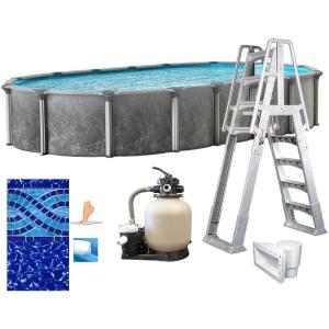 In The Swim 15′ x 30′ Oval Above Ground Swimming Pool – Emotion Package – Featuring: Sand Filter, Pump System and A-Frame Ladder