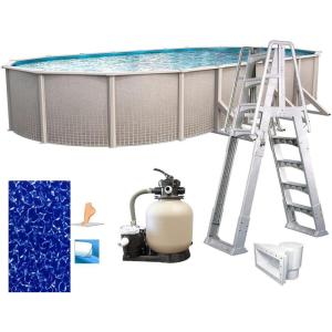 In The Swim 15′ x 30′ Oval Above Ground Swimming Pool – Freestyle Package – Featuring: Sand Filter, Pump System and A-Frame Ladder