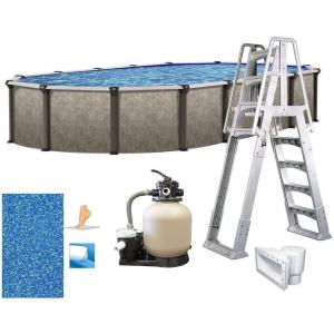 In The Swim 15’x 24′ Oval Above Ground Swimming Pool – Epic Package – Featuring: Sand Filter, Pump System and A-Frame Ladder