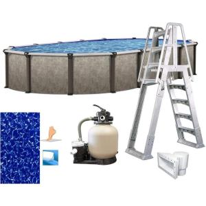In The Swim 15’x 30′ Oval Above Ground Swimming Pool – Epic Package – Featuring: Sand Filter, Pump System and A-Frame Ladder