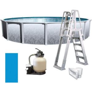 In The Swim 18′ Round Above Ground Swimming Pool – Weekender Plus Package – Featuring: Sand Filter, Pump System and A-Frame Ladder