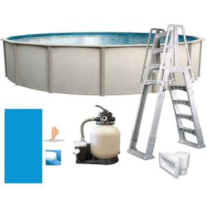 In The Swim 21′ Round Above Ground Swimming Pool – Weekender Package – Featuring: Sand Filter, Pump System and A-Frame Ladder