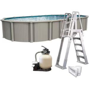 In The Swim 21′ x 43′ Oval Above Ground Swimming Pool – Marina Package – Featuring: Sand Filter, Pump System and A-Frame Ladder(Excursion)