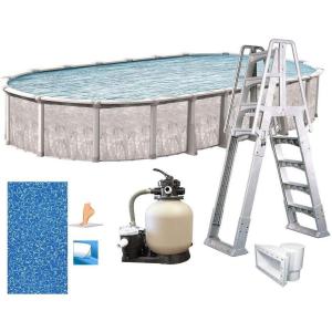 In The Swim 21′ x 43′ Oval Above Ground Swimming Pool – Marina Package – Featuring: Sand Filter, Pump System and A-Frame Ladder(Marina)