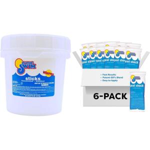 In The Swim 4 Inch Chlorine Sticks for Sanitizing Swimming Pools – Individually Wrapped, Slow Dissolving, Stabilized Chlorine Sanitizer – 90% Available Chlorine, 99% Trichlor – 50 Pounds(Chlorine + Shock)