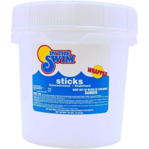 In The Swim 4 Inch Chlorine Sticks for Sanitizing Swimming Pools – Individually Wrapped, Slow Dissolving, Stabilized Chlorine Sanitizer – 90% Available Chlorine, 99% Trichlor – 50 Pounds(Chlorine Only)