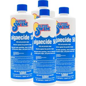 In The Swim Algaecide 50 for Swimming Pools – Green, Black, and Yellow Algae Treatment for Above Ground or Inground Swimming Pools – 1 Quart(4-Pack (1 Quart))