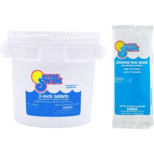 In The Swim Chlorine-Free Pool Shock – Quick Dissolving, Fast-Acting, Shock-Oxidizer for Swimming Pools, Spas, and Salt Chlorinated Pools Compatible – 6 x 1 Pound Bags(CF Shock + Chlorine)