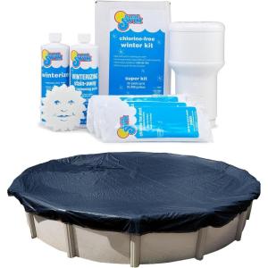In The Swim Closing Bundle: 28′ Round Economy Pool Cover and 35K Gallon Winter Closing Kit