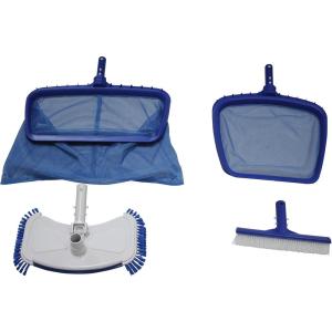 In The Swim Economy Swimming Pool Maintenance Kit – 19.5” Leaf Skimmer, 15” Leaf Rake, 10” Brush – Fits Standard Poles(Deluxe)