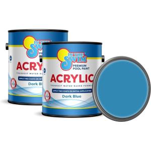 In The Swim Non-Slip Acrylic Swimming Pool Paint – Dark Blue – for Smooth, Bare Cement Surfaces, Previously Acrylic Coating, or Rubber Base Paint Coating – 1 Gallon – 2-Pack