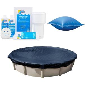 In The Swim Swimming Pool Winterization Bundle: Includes a 18′ Round Economy Swimming Pool Winter Cover, 7.5k Gallon Pool Winter Closing Kit, and 4’x4′ Air Pillow