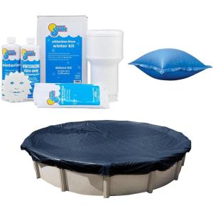 In The Swim Swimming Pool Winterization Bundle: Includes a 24′ Round Economy Swimming Pool Winter Cover, 15k Gallon Pool Winter Closing Kit, and 4’x4′ Air Pillow