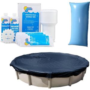In The Swim Swimming Pool Winterization Bundle: Includes a 28′ Round Economy Swimming Pool Winter Cover, 35k Gallon Pool Winter Closing Kit, and 4’x8′ Air Pillow