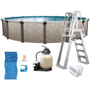 in The Swim 15′ Round Above Ground Swimming Pool – Freestyle Package – Featuring: Sand Filter, Pump System and A-Frame Ladder(Epic)