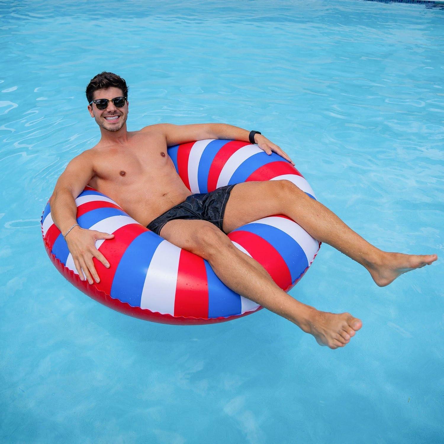 imageIn The Swim Exploded Floral Inflatable Tube Pool Float  48Inch Oversized Floral Swim Ring  Bold ampamp Colorful Design Durable PVCUSA