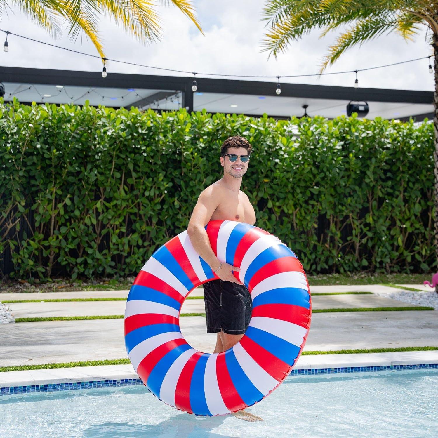 imageIn The Swim Exploded Floral Inflatable Tube Pool Float  48Inch Oversized Floral Swim Ring  Bold ampamp Colorful Design Durable PVCUSA