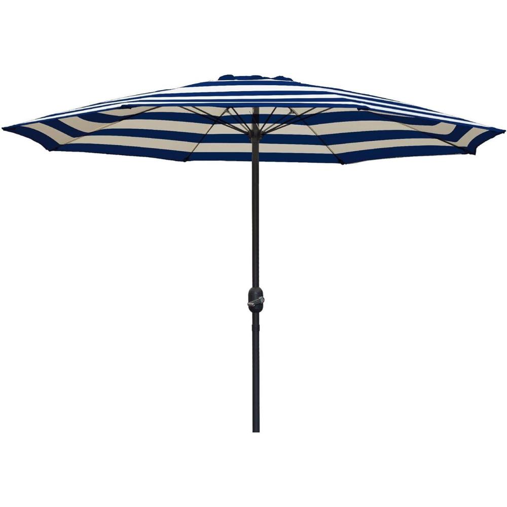 imageIn The Swim 9 Steel Umbrella  Indigo Stripe Outdoor Patio Umbrella with Manual Crank ampamp WeatherResistant Fabric