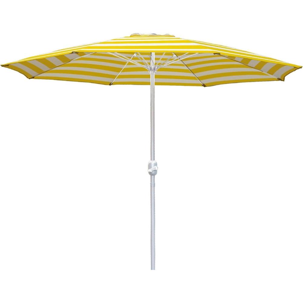 imageIn The Swim 9 Steel Umbrella  Lemon Stripe Outdoor Patio Umbrella with Manual Crank ampamp WeatherResistant Fabric