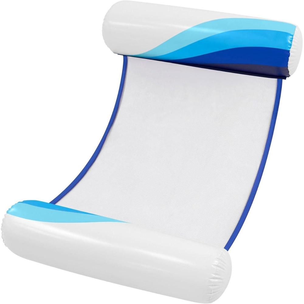imageIn The Swim Star Striped Inflatable Square Hammock  Red White and Blue Pool Float  Comfortable Backrest and Armrests Perfect for TravelBlue Wave
