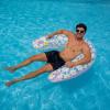 In The Swim Smiling Daisy Inflatable Sun Chair Pool Float – 48″ Pink Lounge Float with Backrest & White Daisy Print – Comfortable PVC Pool Chair for Adults & Teens