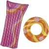 In The Swim Smiley Graphic Inflatable Tube and XL Pillow Raft Pool Floats – 2 Piece Set, Fun Playful Designs, Durable PVC(Smiley)