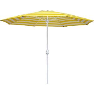In The Swim 9′ Steel Umbrella – Lemon Stripe Outdoor Patio Umbrella with Manual Crank & Weather-Resistant Fabric
