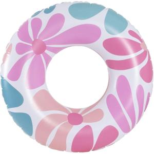In The Swim Exploded Floral Inflatable Tube Pool Float – 48-Inch Oversized Floral Swim Ring – Bold & Colorful Design, Durable PVC(Floral)