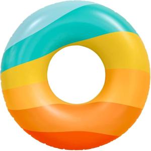 In The Swim Exploded Floral Inflatable Tube Pool Float – 48-Inch Oversized Floral Swim Ring – Bold & Colorful Design, Durable PVC(Retro-Wave)