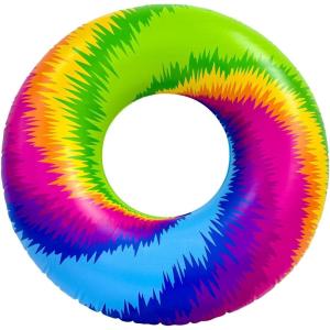 In The Swim Exploded Floral Inflatable Tube Pool Float – 48-Inch Oversized Floral Swim Ring – Bold & Colorful Design, Durable PVC(Tie-Dye)