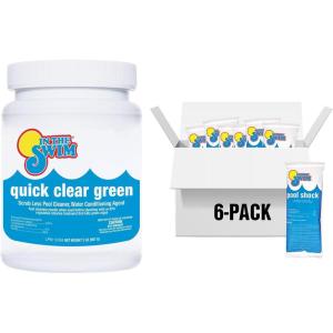 In The Swim Green Pool Recovery Bundle – Quick Clear Green 4 Pound & Cal-Hypo Shock 6 Pound – Treats Green Algae, Clears Cloudy Water, Restores Sparkling Blue Pool(QCG + 6 x 1 CH Bundle)