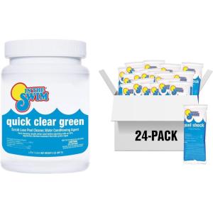 In The Swim Green Pool Recovery Bundle – Quick Clear Green 4 Pound & Cal-Hypo Shock 6 Pound – Treats Green Algae, Clears Cloudy Water, Restores Sparkling Blue Pool(QCG + 24 x 1 CH Bundle)