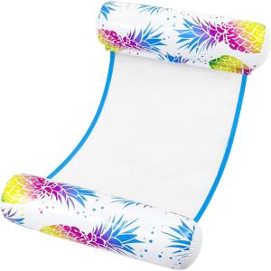 In The Swim Star Striped Inflatable Square Hammock – Red, White, and Blue Pool Float – Comfortable Backrest and Armrests, Perfect for Travel(Pineapple Tie Dye)