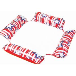 In The Swim Star Striped Inflatable Square Hammock – Red, White, and Blue Pool Float – Comfortable Backrest and Armrests, Perfect for Travel(Red-White-Blue)