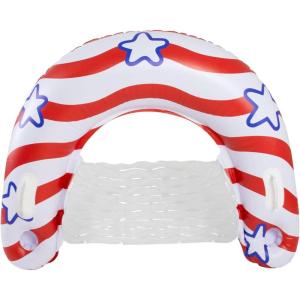 In The Swim Stars and Stripes Inflatable Sun Chair Pool Float – 48″ Patriotic American Flag Lounge Float with Backrest – Oversized Red, White & Blue Pool Chair